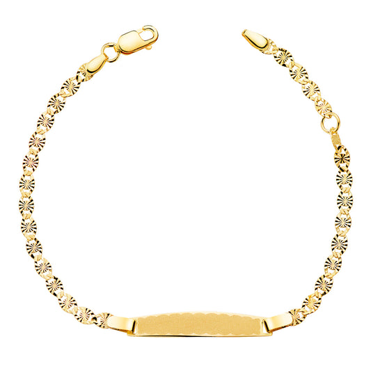 18K ESCLAVA ORO AMARILLO TALLADO MACIZO 2,8MM. PLACA CHAPA: 25X4MM. LARGO 14,5 2 CM