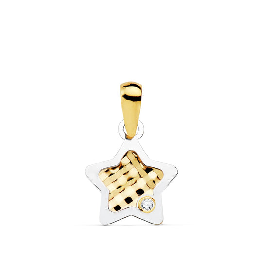 Colgante Estrella Bicolor 10 x 10 mm 18K