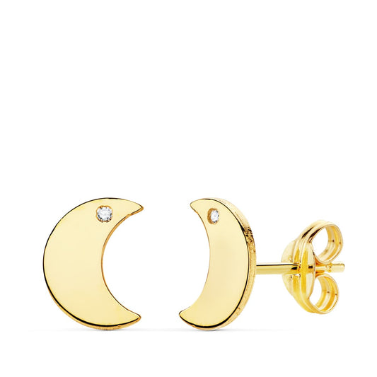 Pendientes Amarilo Luna Lisa Circonita 8,5 x 6 mm 18K