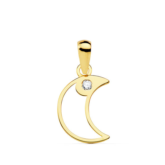 18K COLGANTE ORO AMARILLO LUNA CIRCONITA 12X9 MM