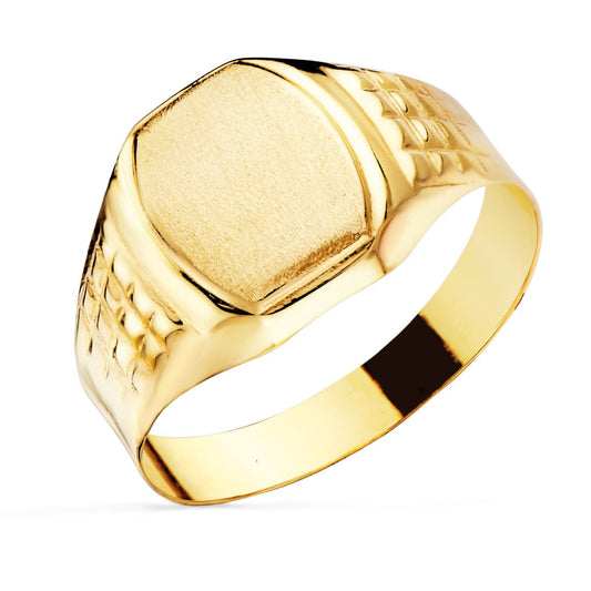 Sello Caballero Hueco Lateral. Cabeza Tonel 11 x 9 mm de oro amarillo 18K