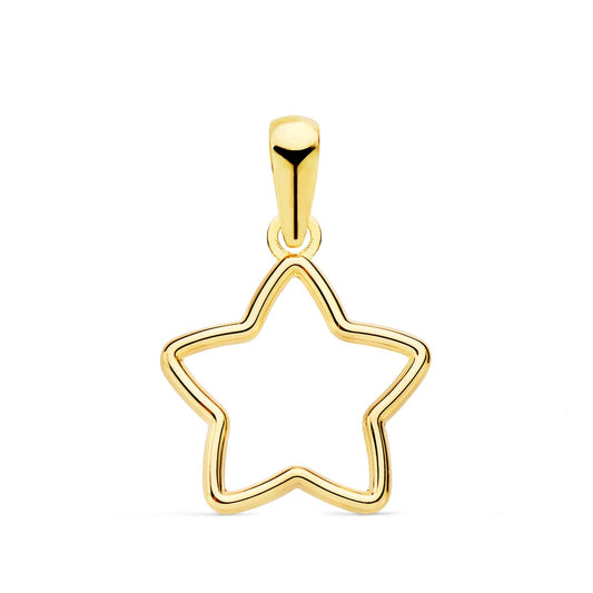 18K COLGANTE ORO AMARILLO ESTRELLA CERCO LISO 12.5X12.5 MM