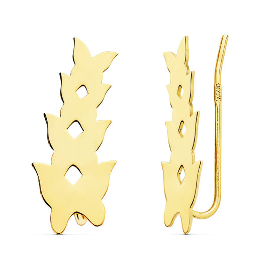 18K PENDIENTES ORO AMARILLO TREPADORES 20X9 MM MARIPOSAS