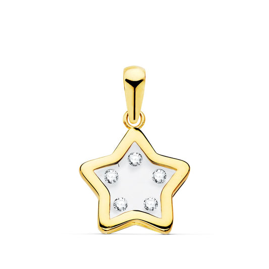 18K COLGANTE ORO AMARILLO ESTRELLA AIRSHINE TRANSPARENTE CON CIRCONITA 11X11 MM