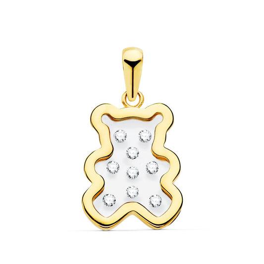 18K COLGANTE ORO AMARILLO OSO AIRSHINE TRANSPARENTE CON CIRCONITA 14X11 MM