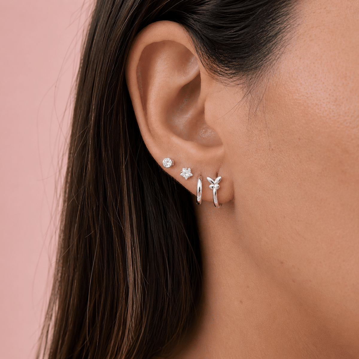 Pendientes aritos mariposa de plata de ley - imagen adicional - Joyería Zafir