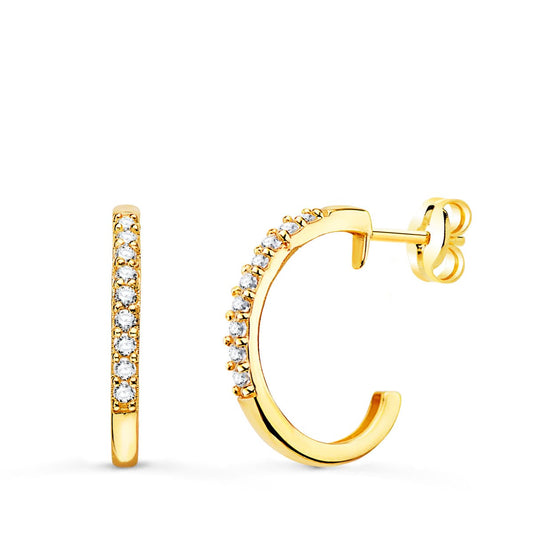 Aros Abiertos Circonita 14 mm Ancho 1,5 mm de oro amarillo 18K