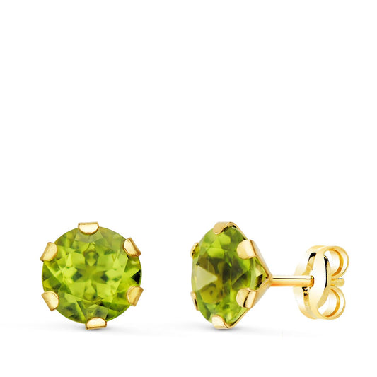 Pendientes Garra Calada Olivina 7 mm 2,88 Qts. de oro amarillo 18K