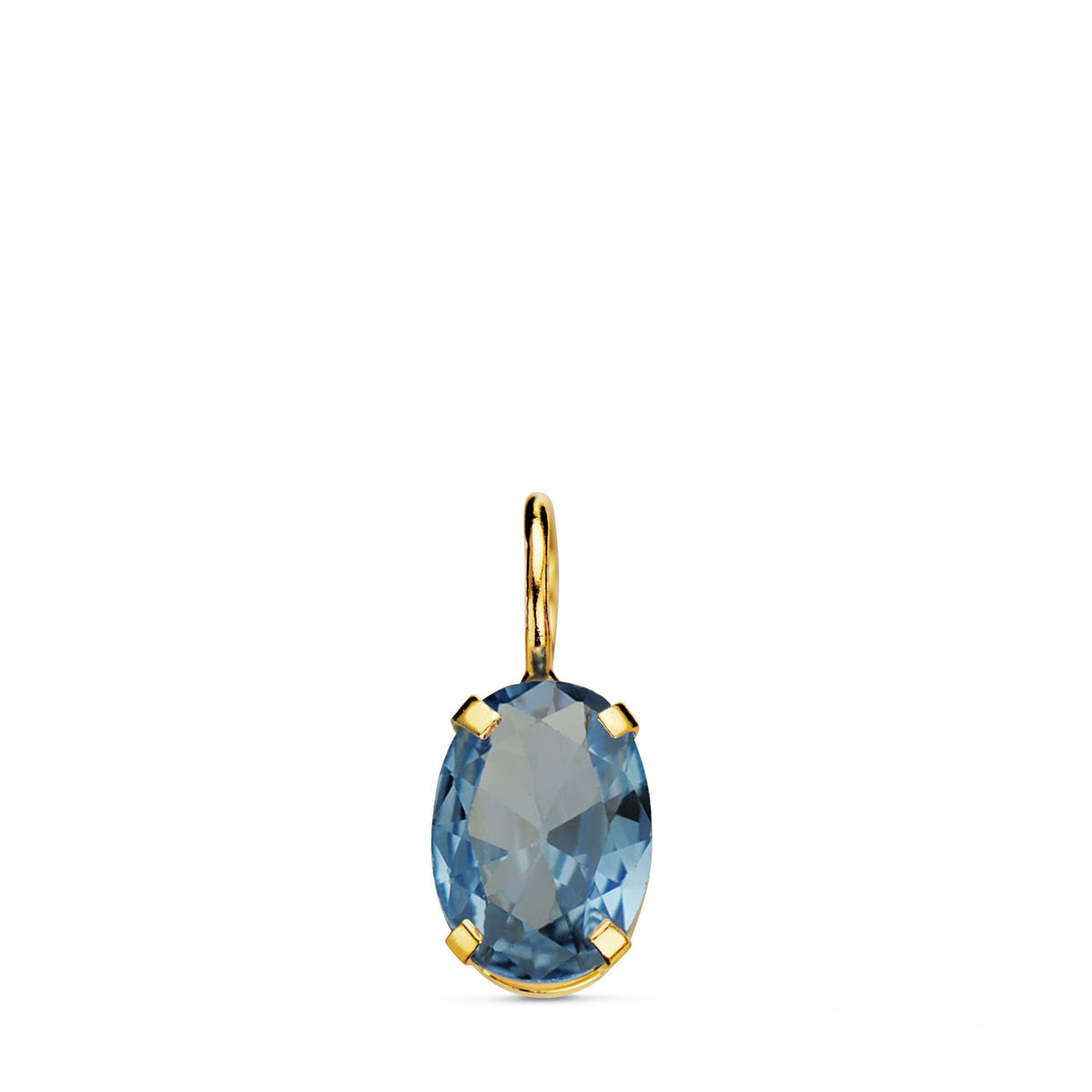 Colgante Oval Piedra Color Aguamarina 7 x 5 mm. de oro amarillo 18K
