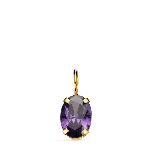 18K COLGANTE ORO AMARILLO OVAL PIEDRA COLOR AMATISTA 7 X 5 MM.