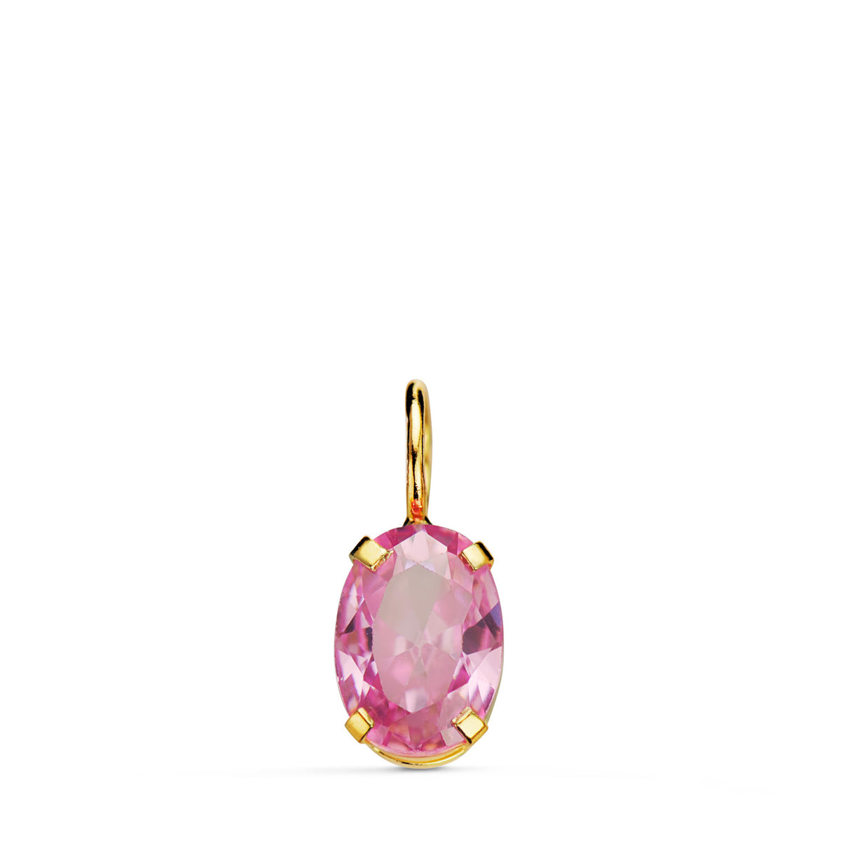 Colgante Oval Piedra Rosa 7 x 5 mm. de oro amarillo 18K