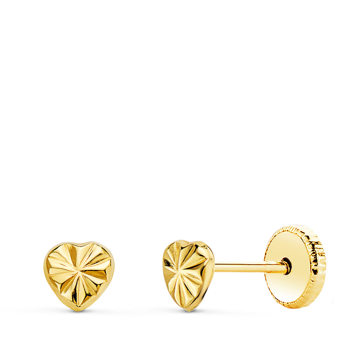 Pendientes Corazon 4 x 4 mm Cierre Tuerca de oro amarillo 18K