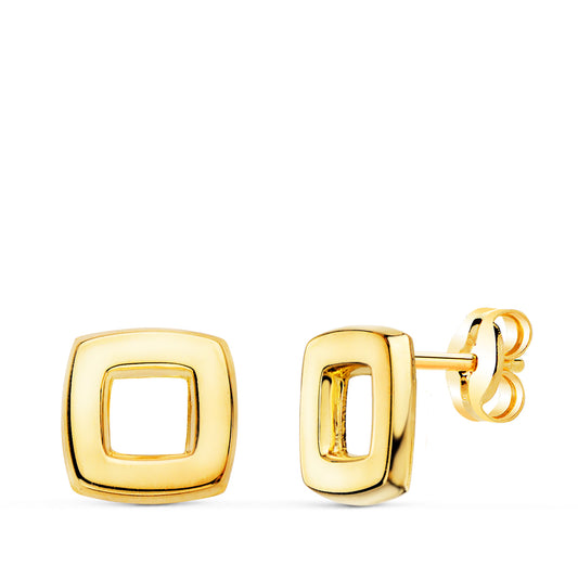Pendientes Cuadrados en Brillo 8 x 8 mm. de oro amarillo 18K