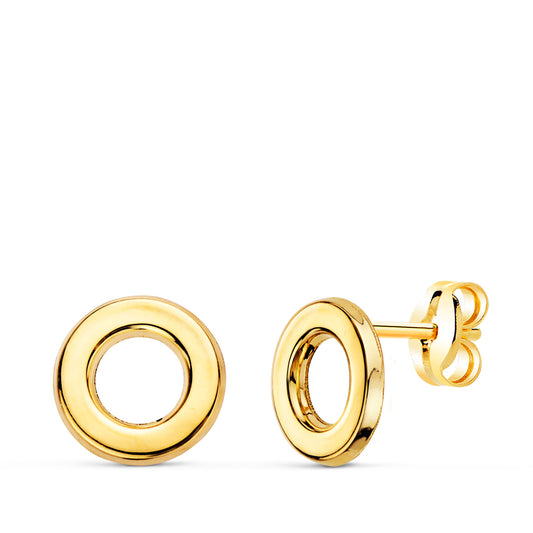 Pendientes Circulo en Brillo 9 mm. de oro amarillo 18K