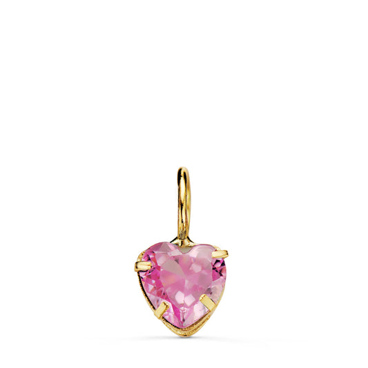 Colgante Corazon Piedra Rosa 5 x 5 mm. de oro amarillo 18K