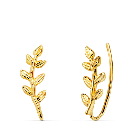 Pendientes Trepadores Rama. 14 x 4 mm de oro amarillo 18K
