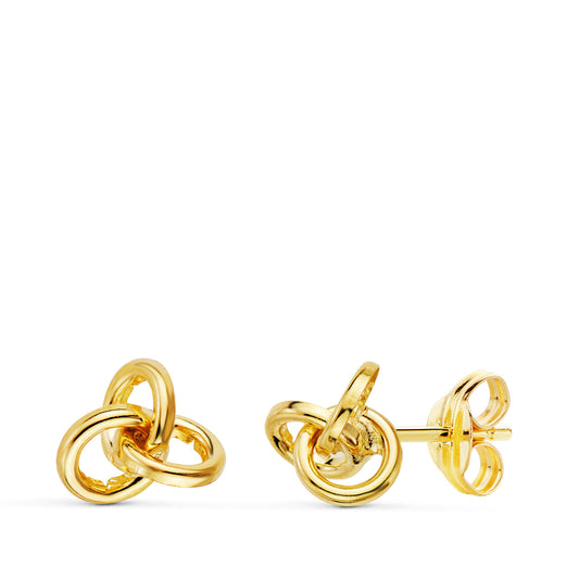 Pendientes Tres Aros Lisos. de oro amarillo 18K