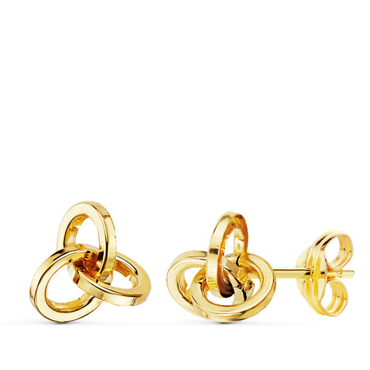 Pendientes Tres Aros Lisos. de oro amarillo 18K