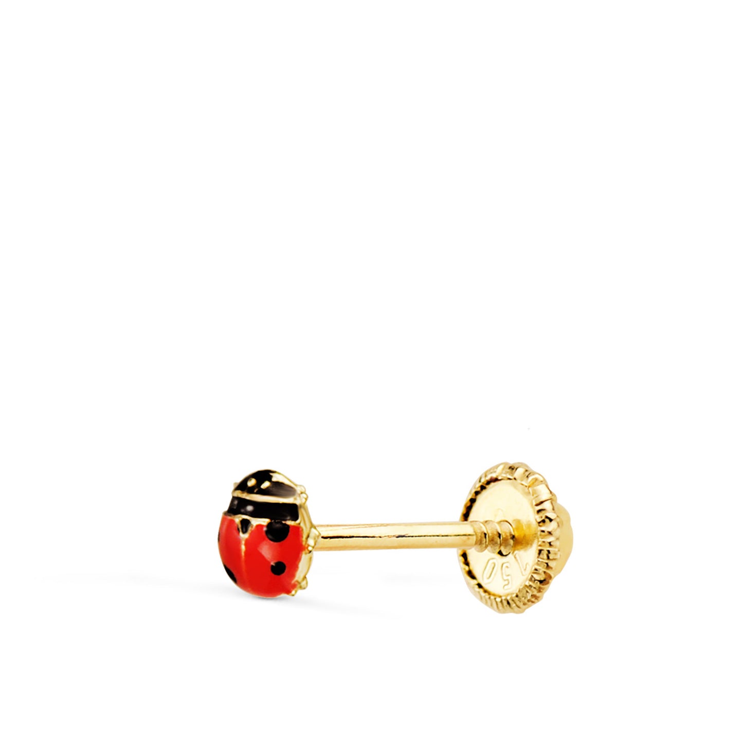 Piercing Oreja Mini Mariquita Esmaltada 3,5 x 3 mm de oro amarillo 18K