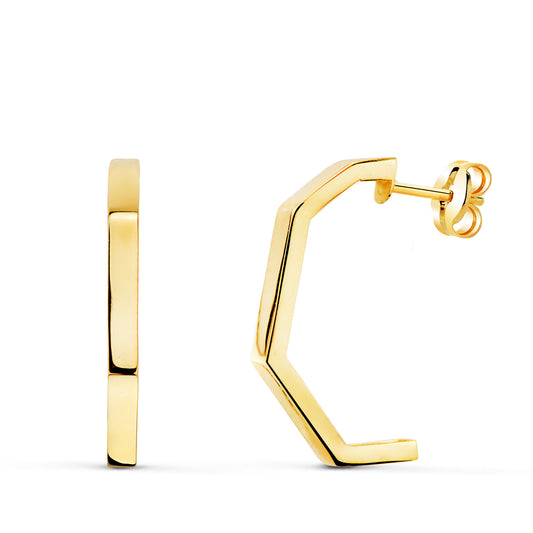 Pendientes Medio Aro Abierto 4 Tramos Brillo 19 x 2 mm. de oro amarillo 18K