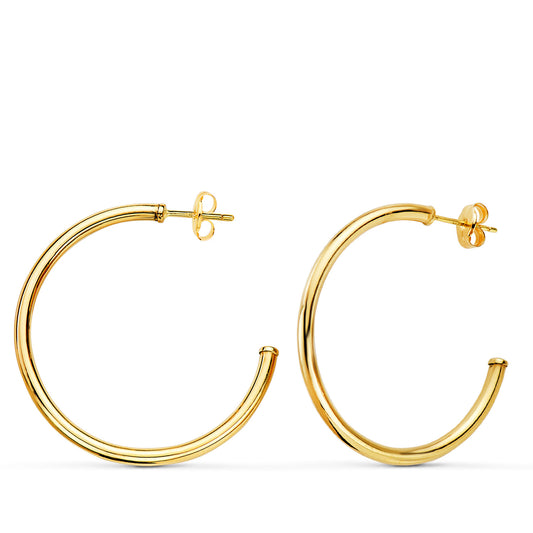 Aros Abiertos Tubo Redondo 30 x 2 mm. de oro amarillo 18K