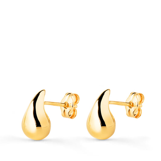 Pendientes Gota Lisa Brillo Hueca 10 x 6 mm. de oro amarillo 18K
