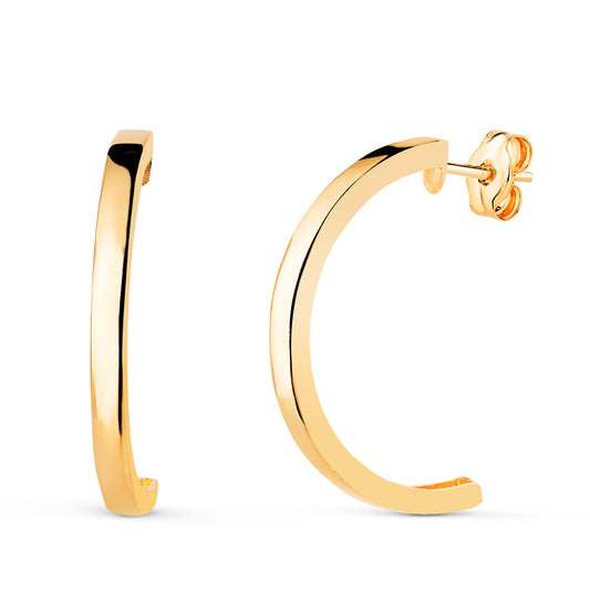 Pendientes Medio Aro Redondo Abierto. Medida: 20 x 14 mm. Grosor: 2 mm.cierre presión de oro amarillo 18K