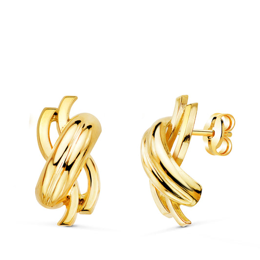 Pendientes Bandas en Brillo. 15 x 7 mm. de oro amarillo 18K