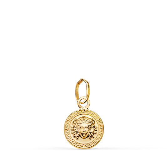 Medalla Medusa Greca en Brillo. Medida: 10 mm de oro amarillo 18K