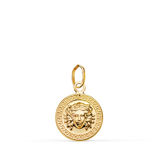 Medalla Medusa Greca en Brillo. Medida: 12 mm de oro amarillo 18K