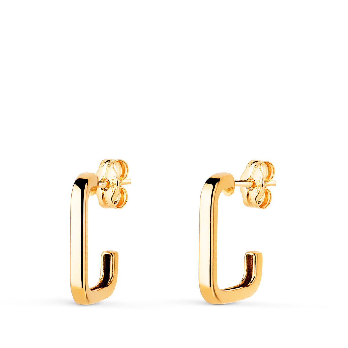 Pendientes Aro Rectangular Abierto. Medida: 14 x 10 mm. Grosor: 1,8 mm. de oro amarillo 18K