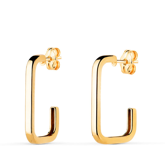 Pendientes Aro Rectangular Abierto. Medida: 18 x 12 mm. Grosor: 1,8 mm.cierre presión de oro amarillo 18K