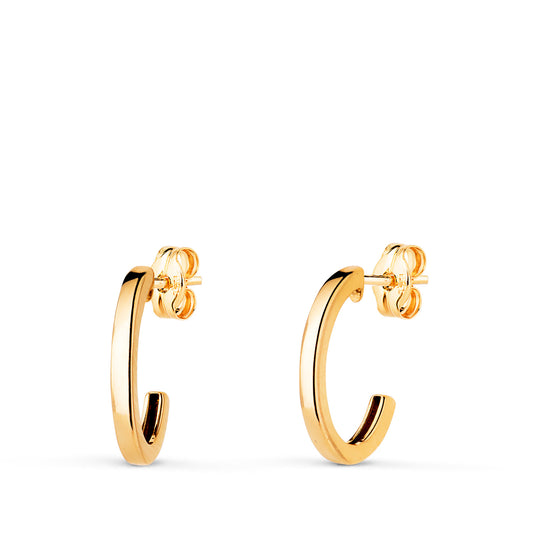 Pendientes Aro Ovales Abiertos. Medida: 14 x 9 mm. Grosor: 1,8 mm.cierre presión de oro amarillo 18K