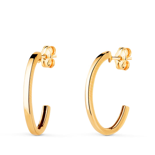 Pendientes Aro Ovales Abiertos. Medida: 19 x 11 mm. Grosor: 2 mm.cierre presión de oro amarillo 18K