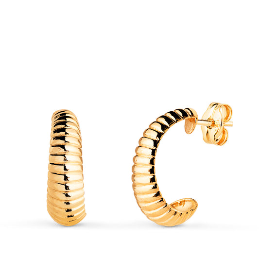 Pendientes Gallones en Brillo. Medida: 14 x 5 mm. de oro amarillo 18K