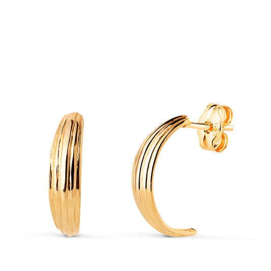 Pendientes Bandas Disminucion en Brillo. Medida: 13 x 3,5 mm. de oro amarillo 18K