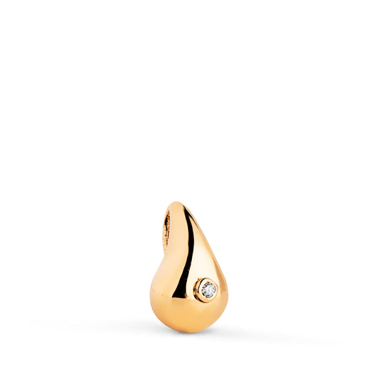 Colgante Gota con Circonita en Brillo Hueca. Medida: 10 x 6 mm. de oro amarillo 18K