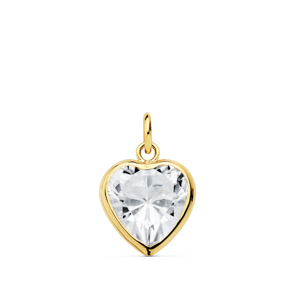 Colgante Corazon Circonita 10 x 10 mm C. Amor de oro amarillo 18K