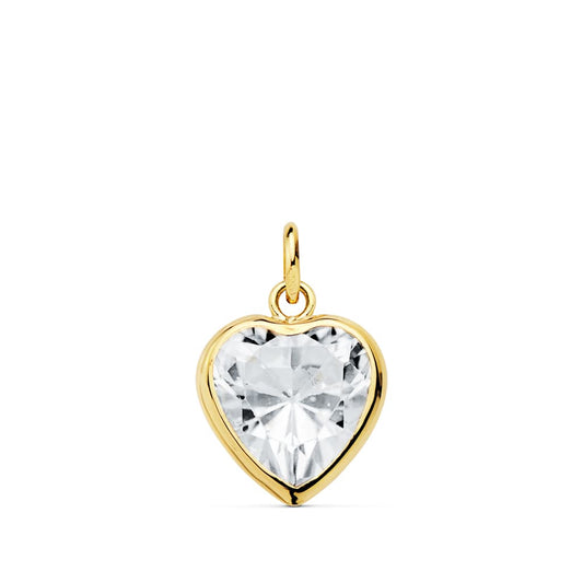 Colgante Corazon Circonita 10 x 10 mm C. Amor de oro amarillo 18K