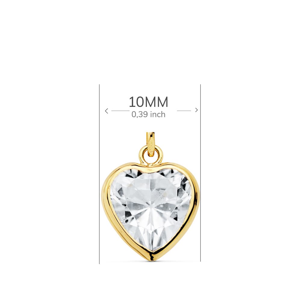 18K COLGANTE ORO AMARILLO CORAZON CIRCONITA 10X10 MM