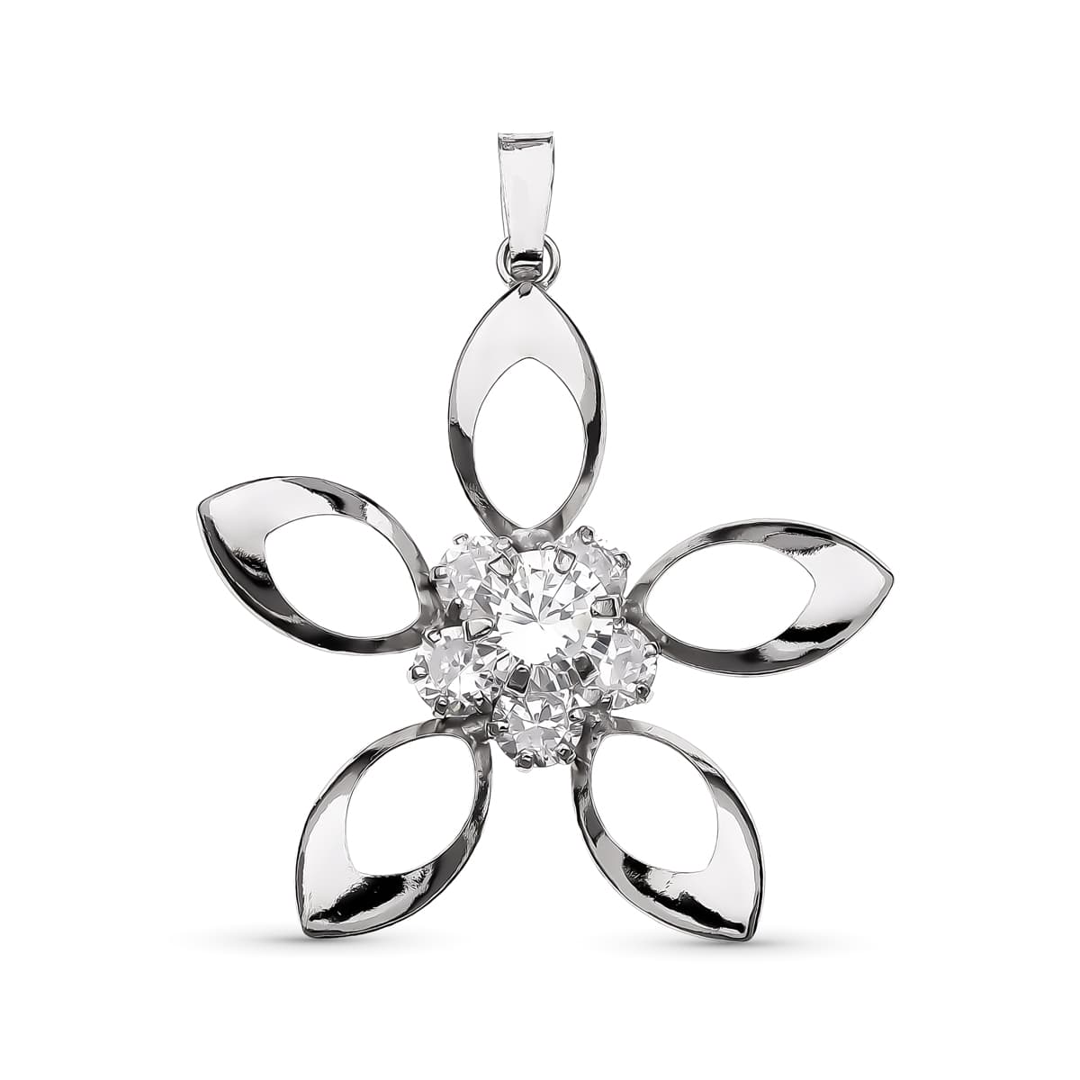 Colgante Flor 30 x 29 mm de oro blanco 18K