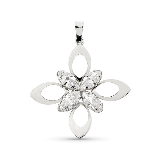 Colgante Flor Piedras 32 x 29 mm 1,95 Gr de oro blanco 18K