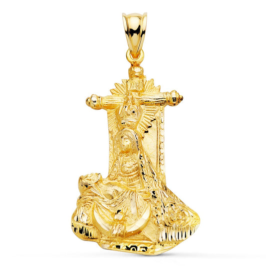 Medalla Virgen de Angustias Silueta Tallada 34 x 22 mm de oro amarillo 18K
