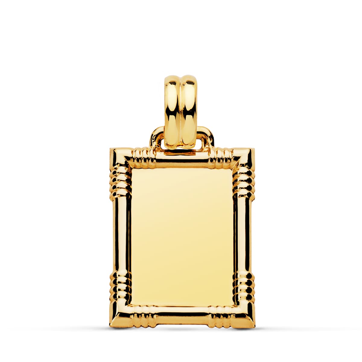 Placa Chapa Brillo con Borde 22 x 17 mm de oro amarillo 18K