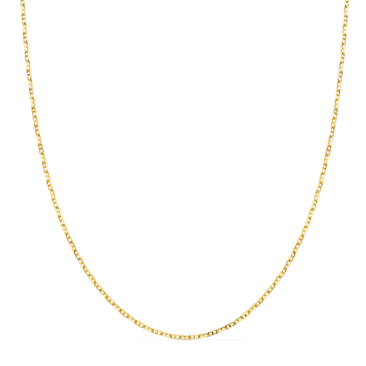 Cadena Forzada Ancla Maciza Bordes Tallados Ancho: 1,5 mm. Largo: 60 cm de oro amarillo 18K