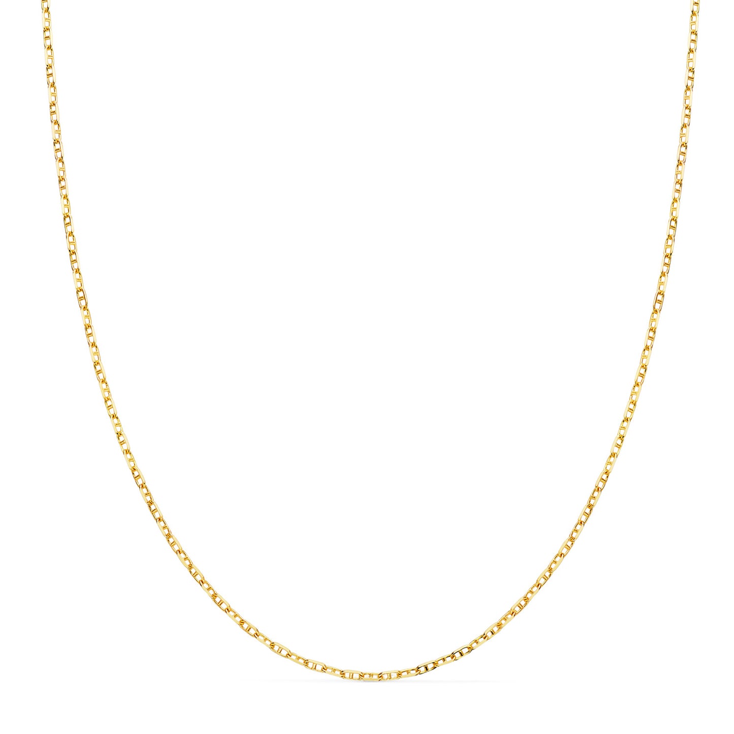 Cadena Forzada Ancla Maciza Bordes Tallados Ancho: 1,5 mm. Largo: 45 cm de oro amarillo 18K
