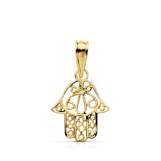 Colgante Amuleto Mano de Fatima 14 x 11 mm de oro amarillo 18K