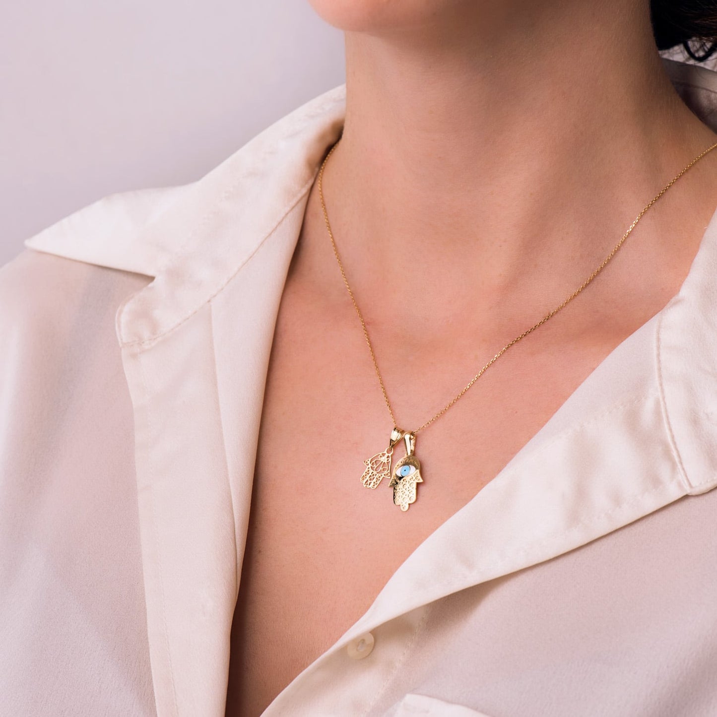 18K COLGANTE ORO AMARILLO MANO DE FATIMA 14X11 MM