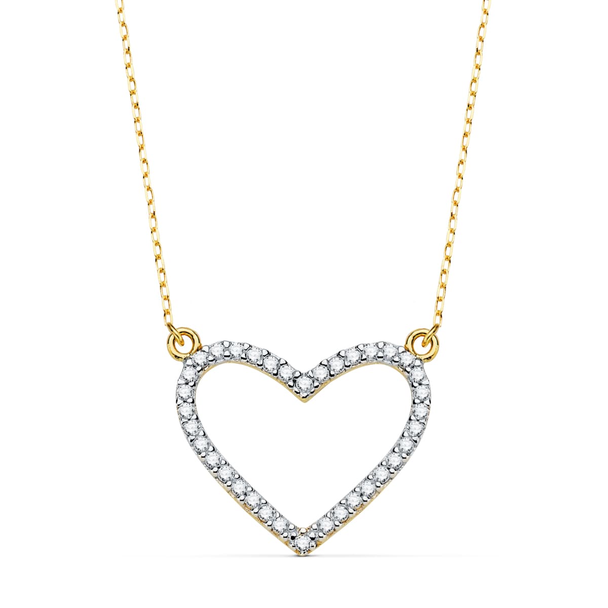 18K COLGANTE BICOLOR CORAZON 18X15 MM CADENA FORZADA 43+2 CM C. AMOR