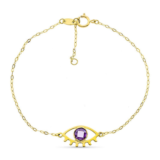 18K PULSERA ORO AMARILLO OJO 15X9 MM PIEDRA BRIOLET 5 MM 19CM